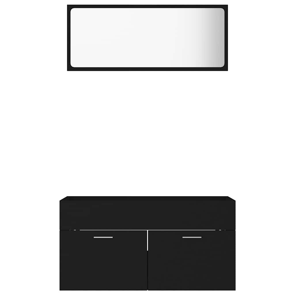 2-piece bathroom furniture set black wood material