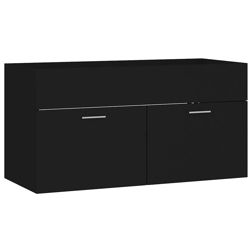 2-piece bathroom furniture set black wood material