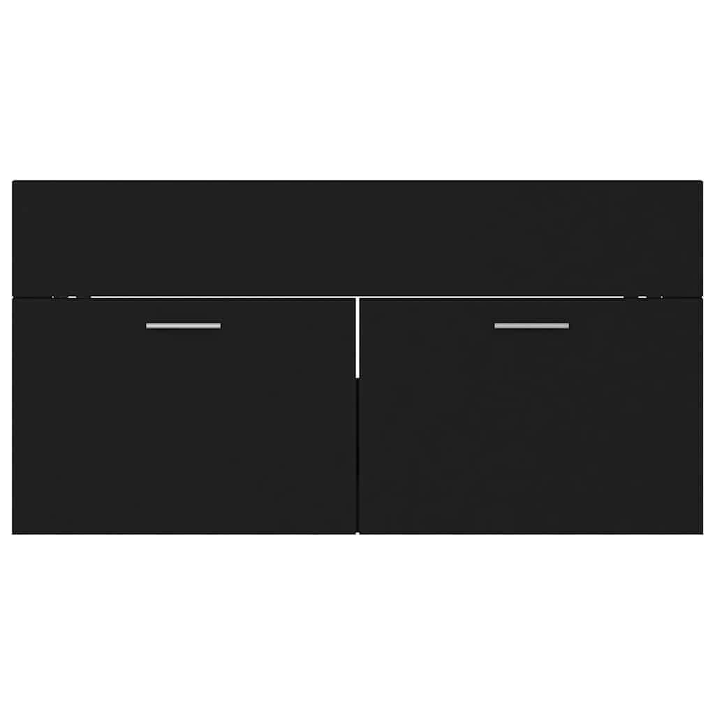 2-piece bathroom furniture set black wood material