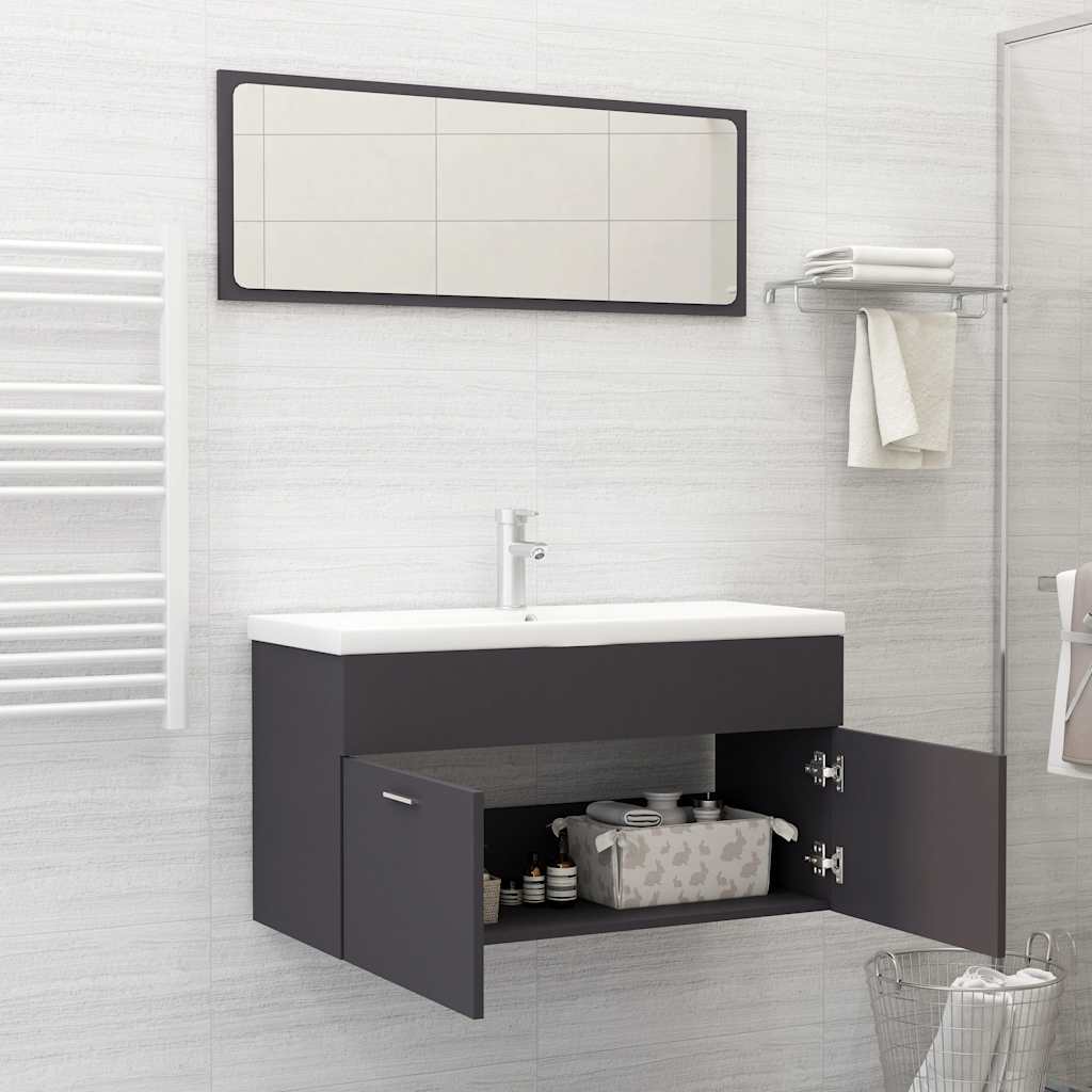 2-piece bathroom furniture set gray wood material