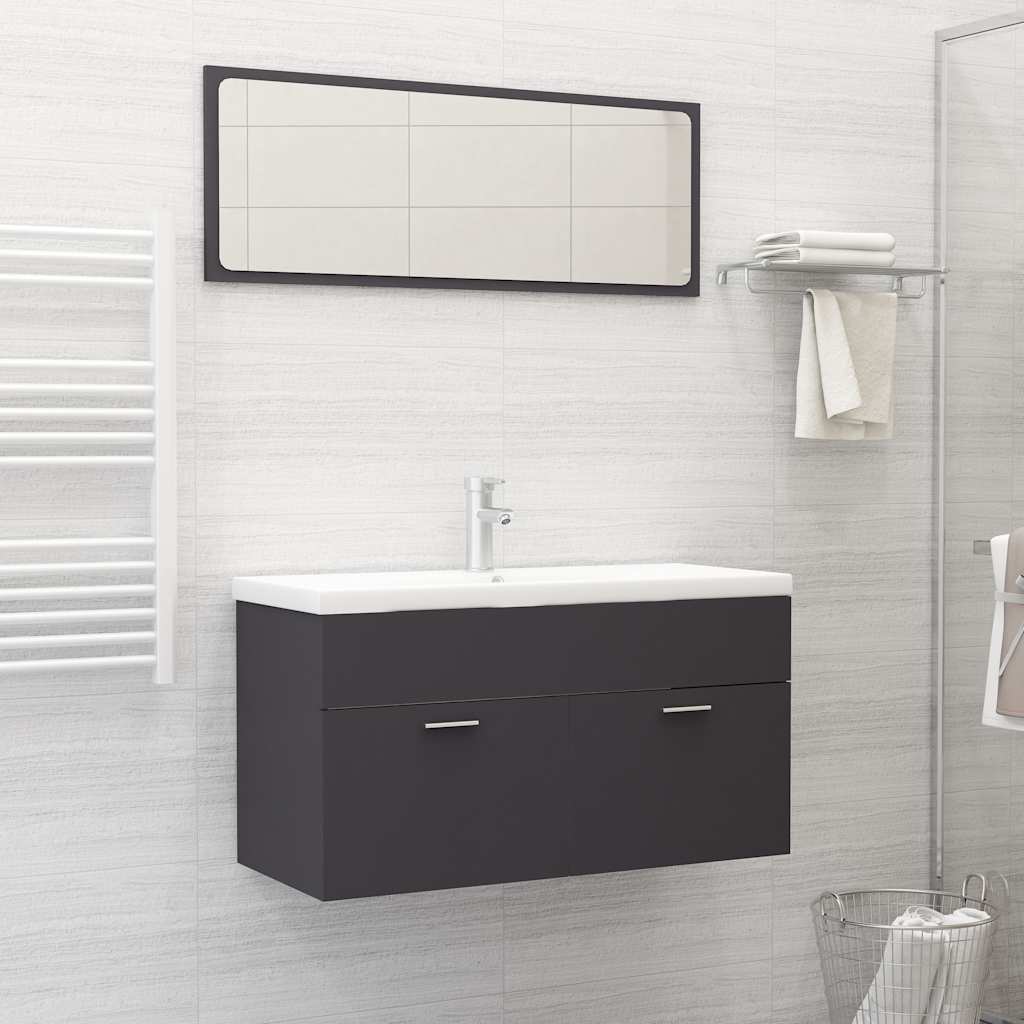 2-piece bathroom furniture set gray wood material