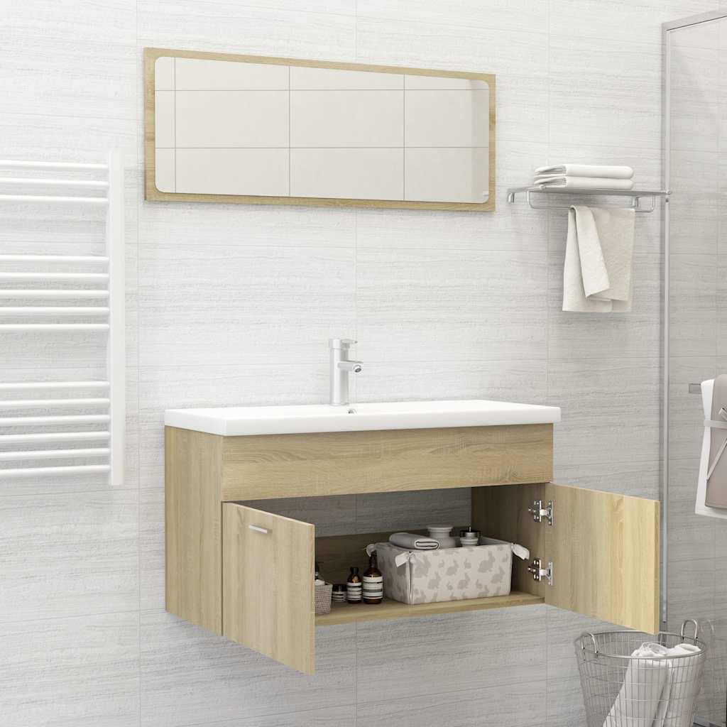 2-piece bathroom furniture set Sonoma oak wood material