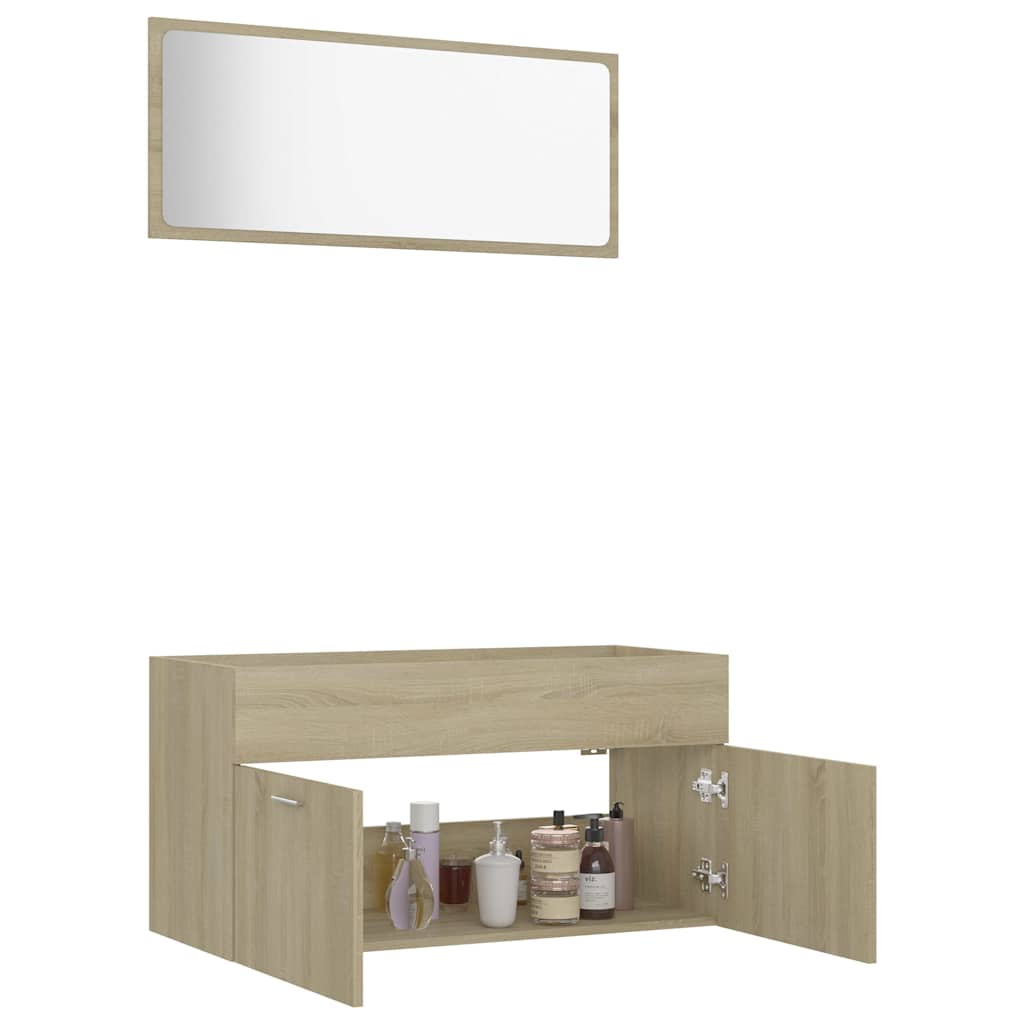 2-piece bathroom furniture set Sonoma oak wood material