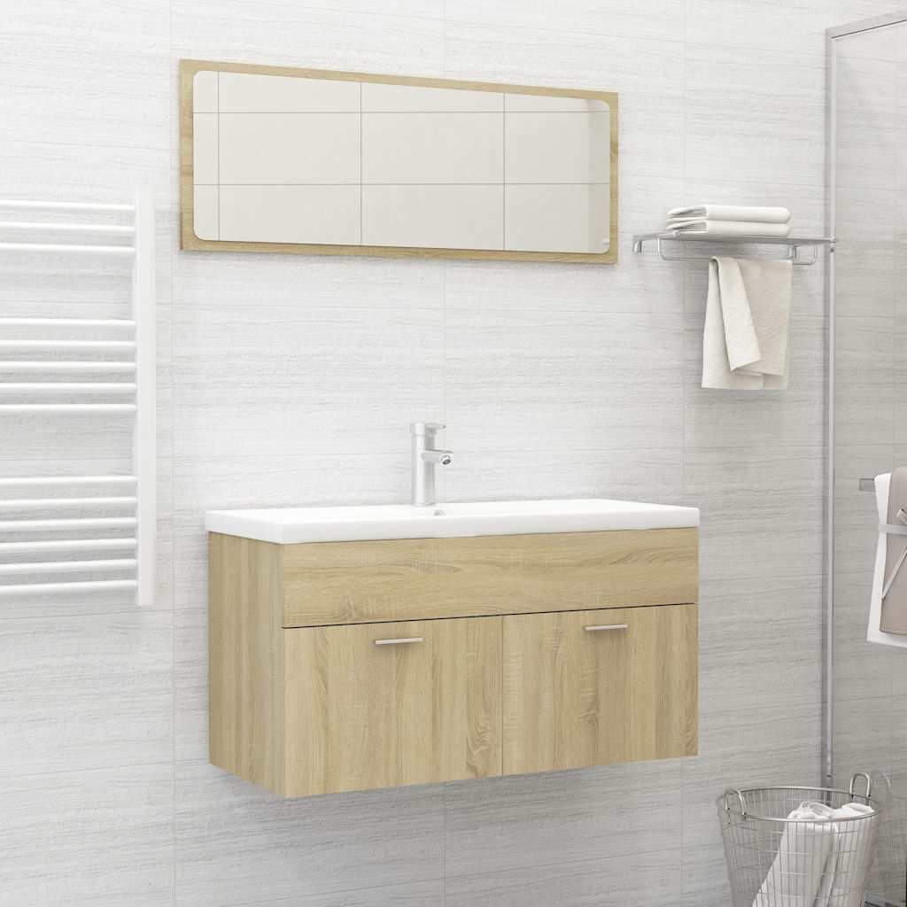 2-piece bathroom furniture set Sonoma oak wood material