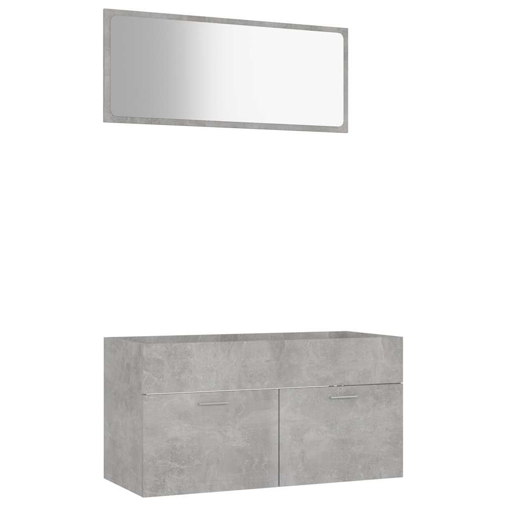 2-piece bathroom furniture set concrete gray wood material