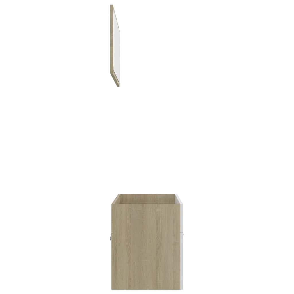 2-piece bathroom furniture set white and Sonoma oak wood material