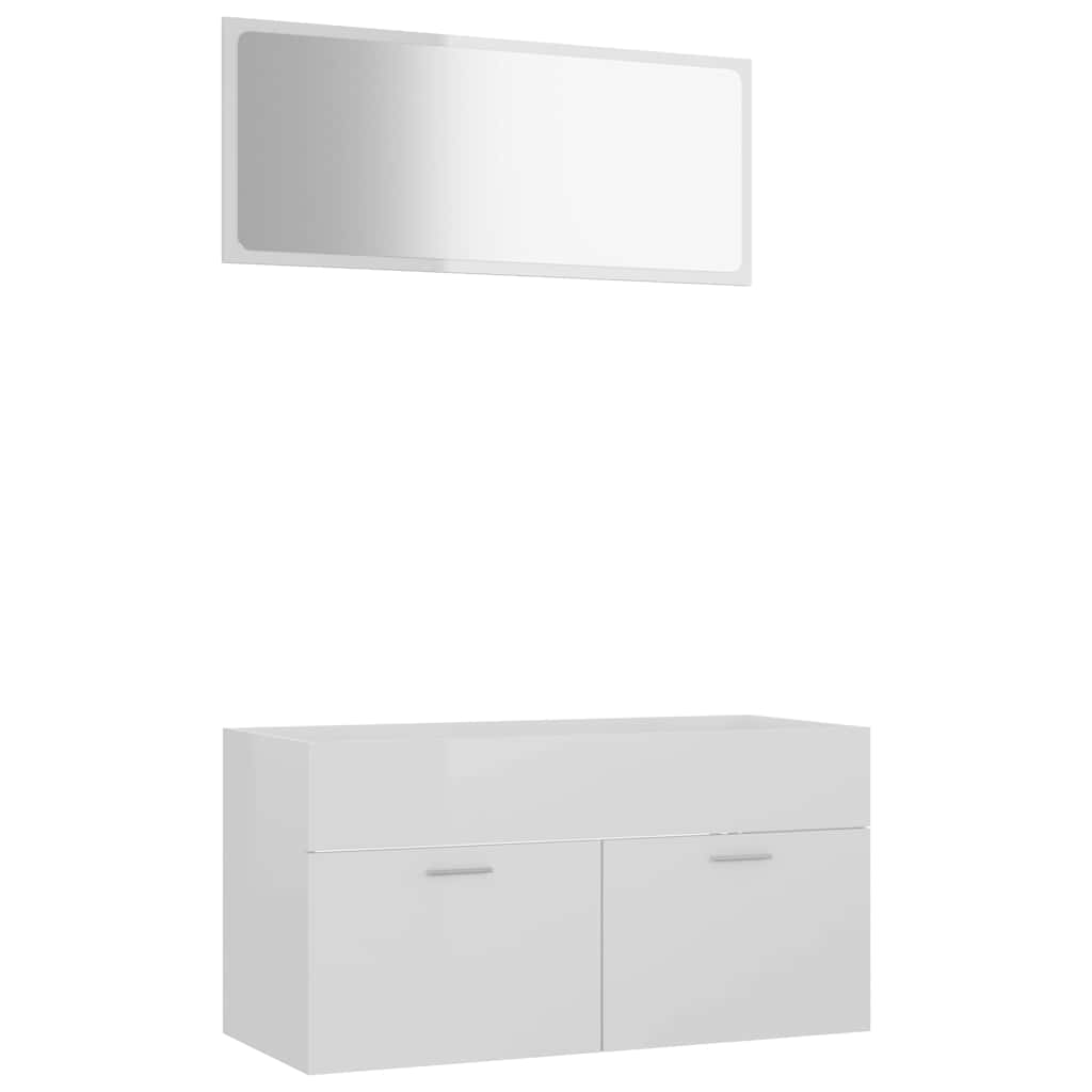 2-piece bathroom furniture set high-gloss white wood material