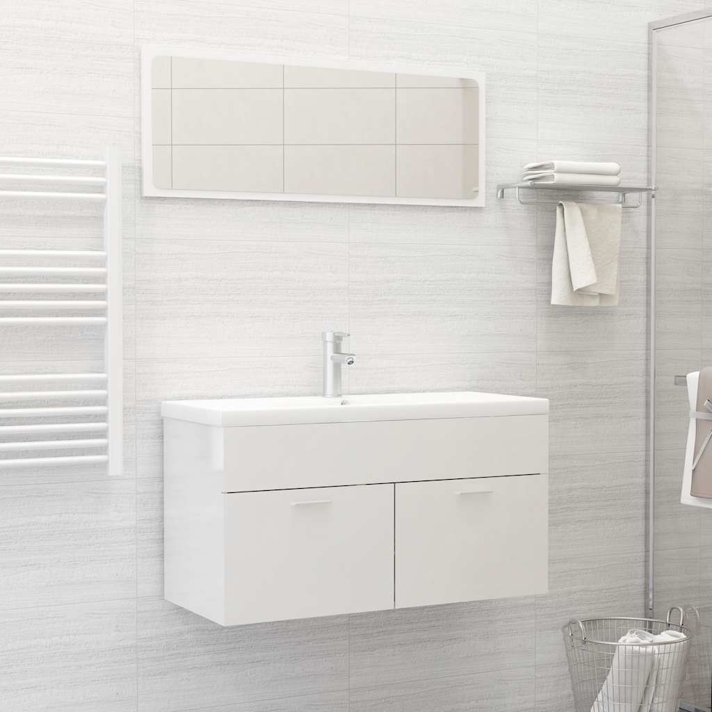 2-piece bathroom furniture set high-gloss white wood material