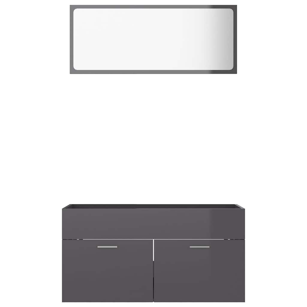 2-piece bathroom furniture set high-gloss gray wood material