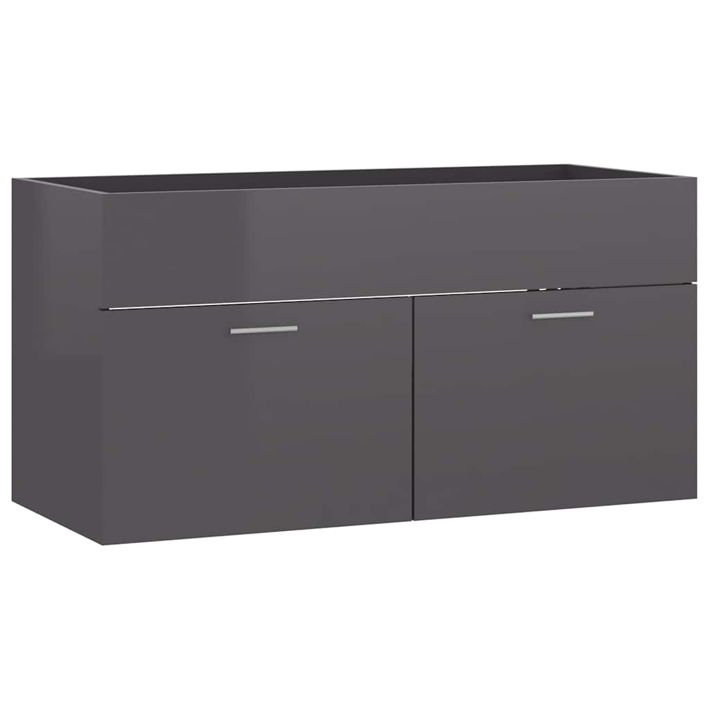 2-piece bathroom furniture set high-gloss gray wood material