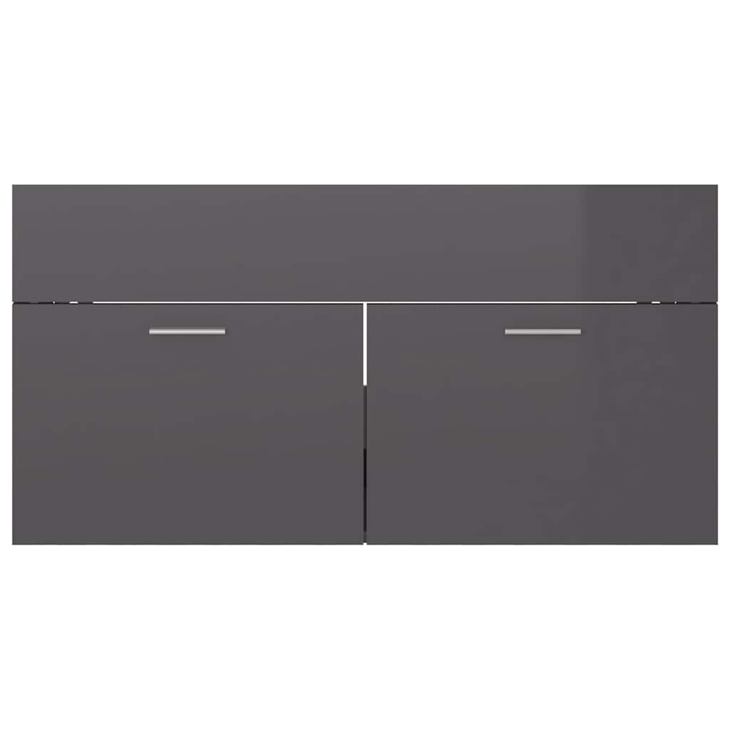 2-piece bathroom furniture set high-gloss gray wood material