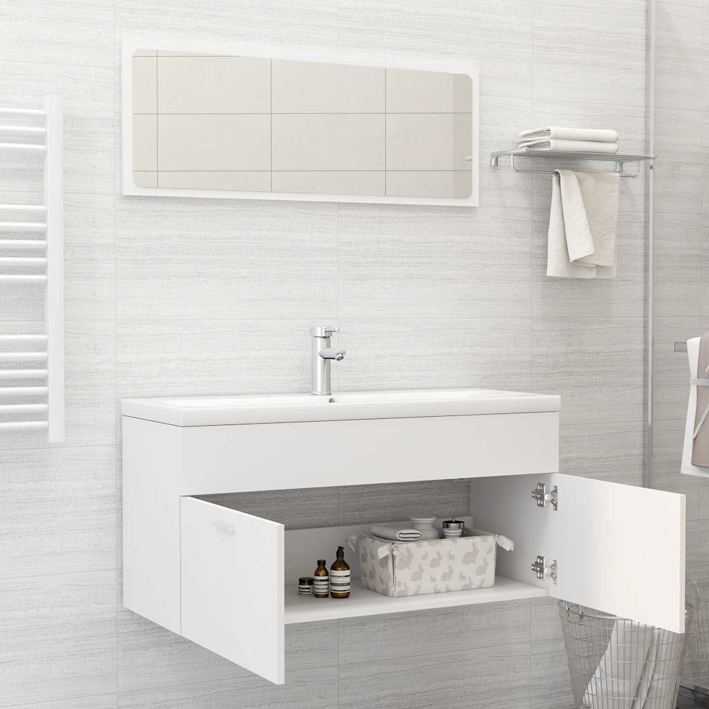 2-piece bathroom furniture set white wood material