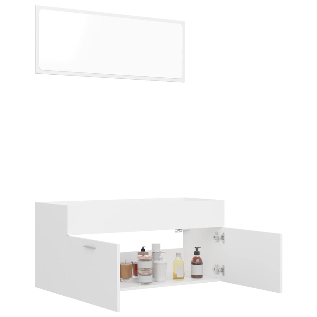 2-piece bathroom furniture set white wood material