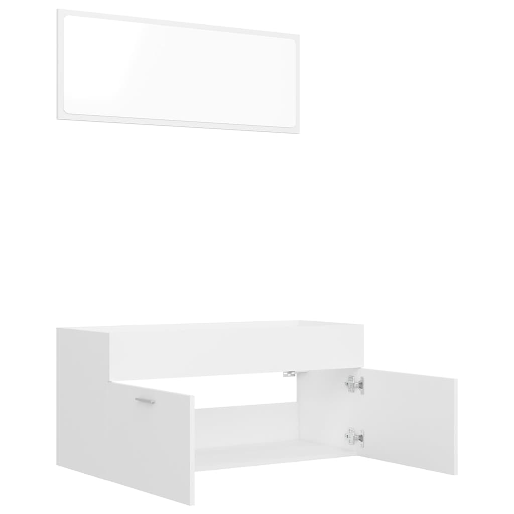 2-piece bathroom furniture set white wood material