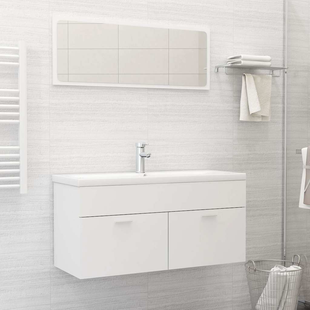 2-piece bathroom furniture set white wood material