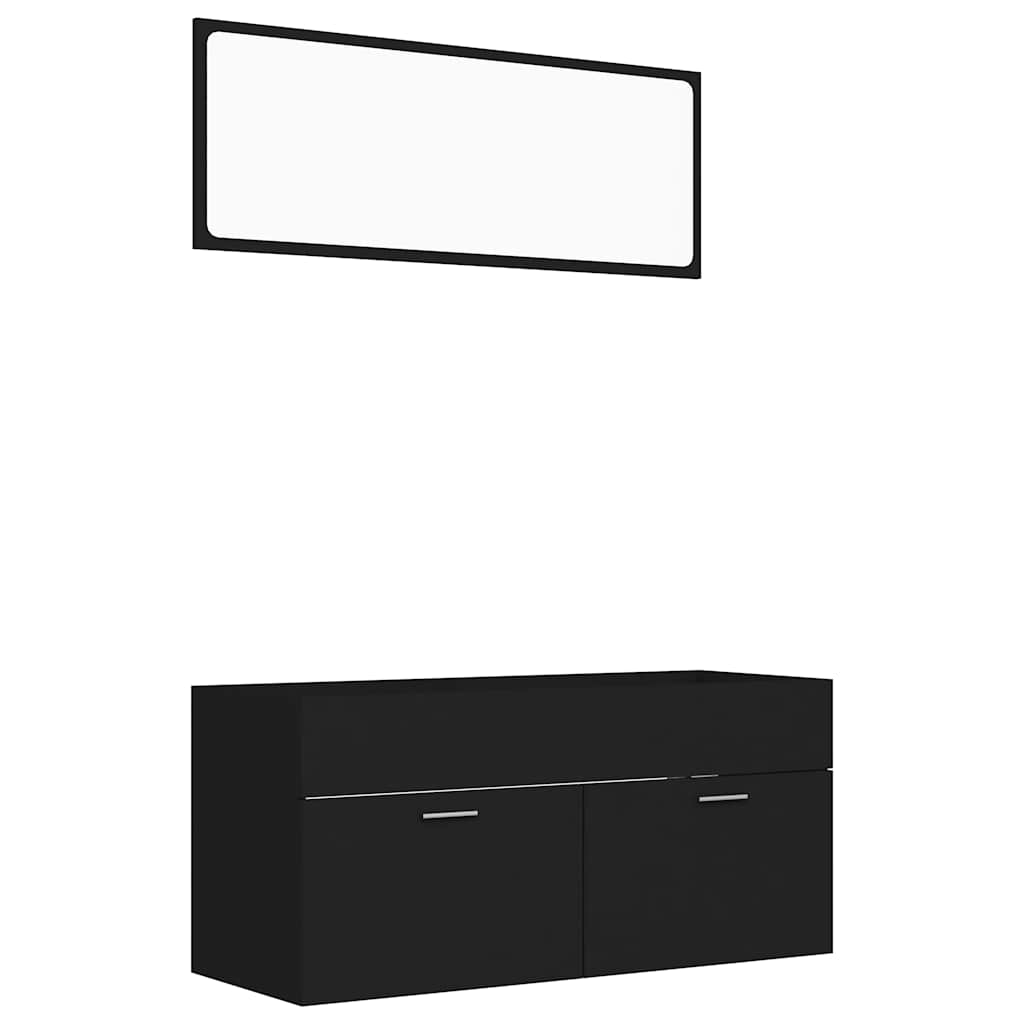 2-piece bathroom furniture set black wood material