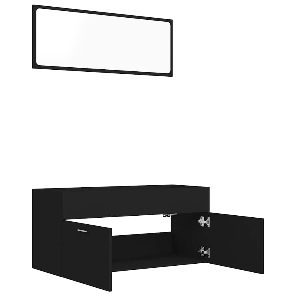 2-piece bathroom furniture set black wood material