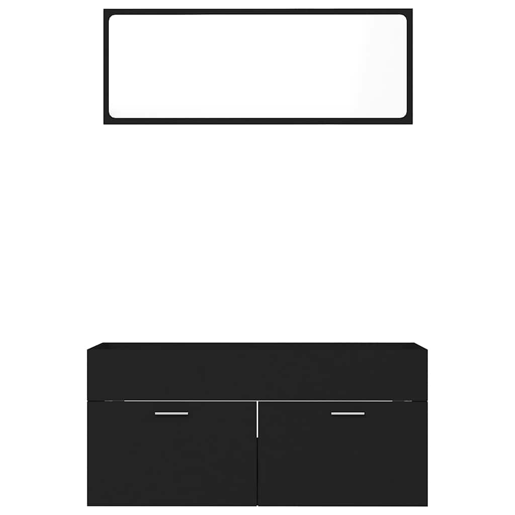 2-piece bathroom furniture set black wood material