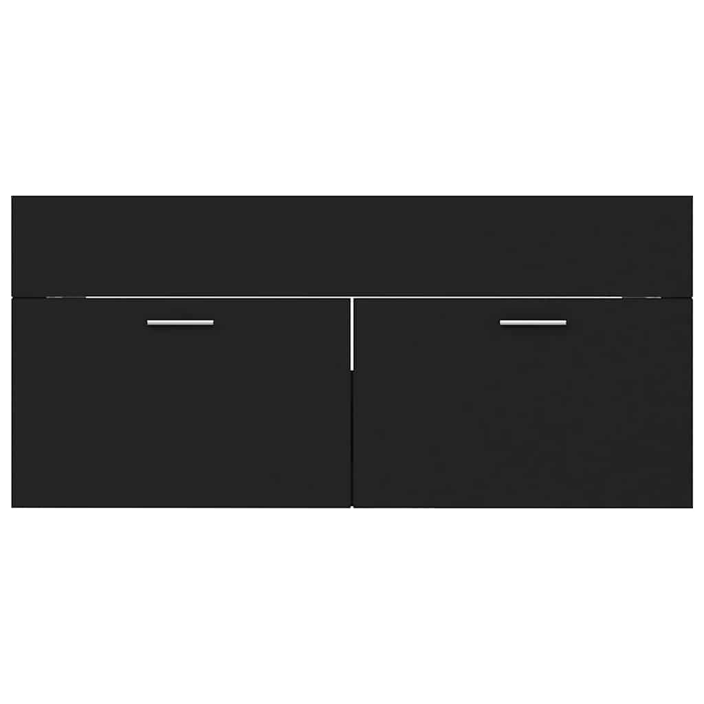 2-piece bathroom furniture set black wood material