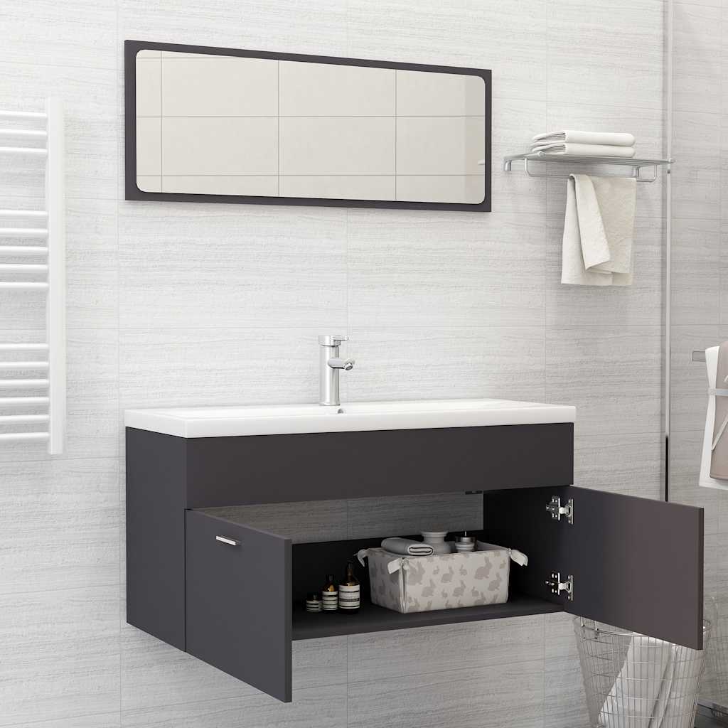 2-piece bathroom furniture set gray wood material