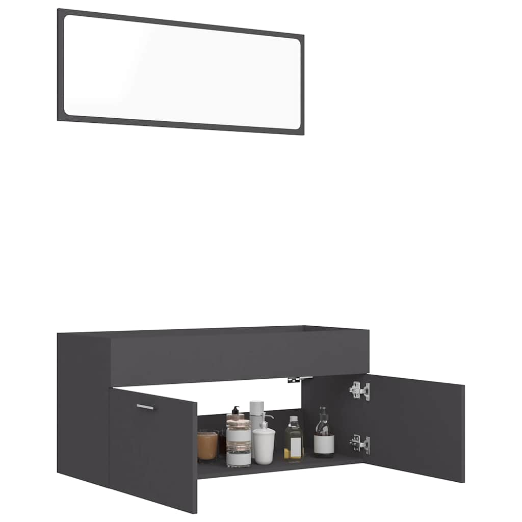 2-piece bathroom furniture set gray wood material