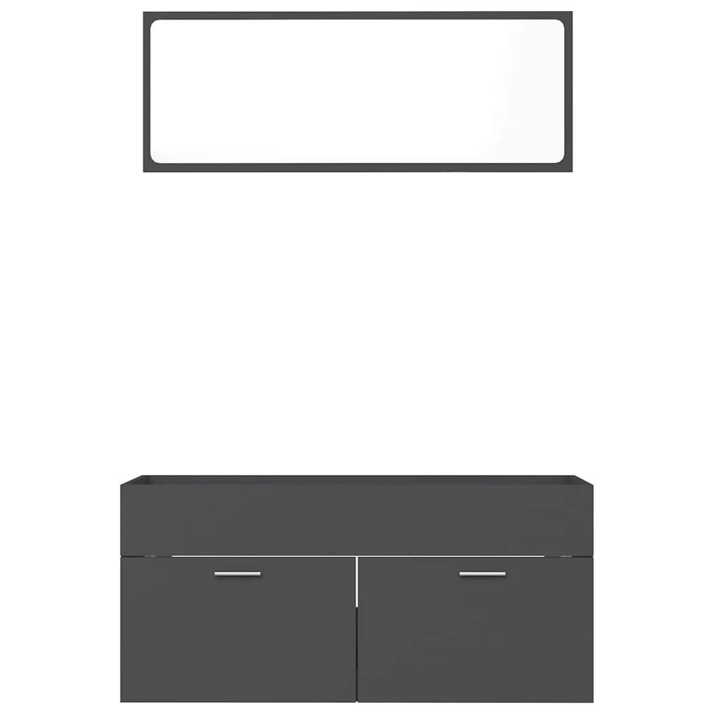 2-tlg. Badmöbel-Set Grau Holzwerkstoff
