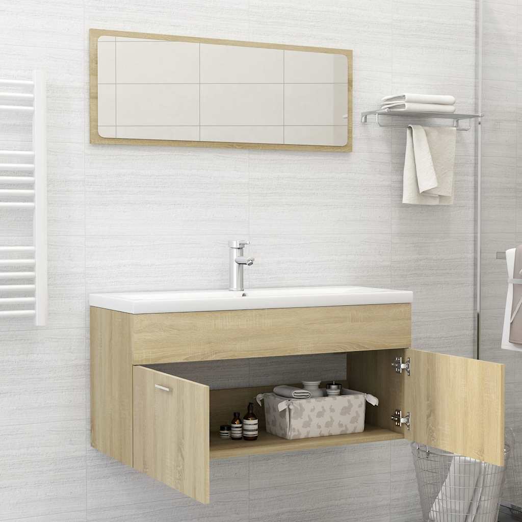 2-piece bathroom furniture set Sonoma oak wood material