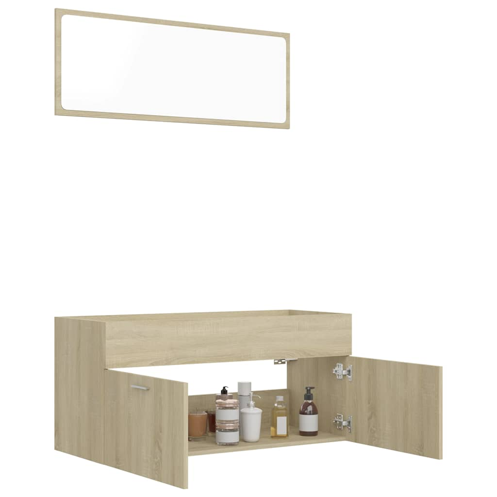 2-piece bathroom furniture set Sonoma oak wood material