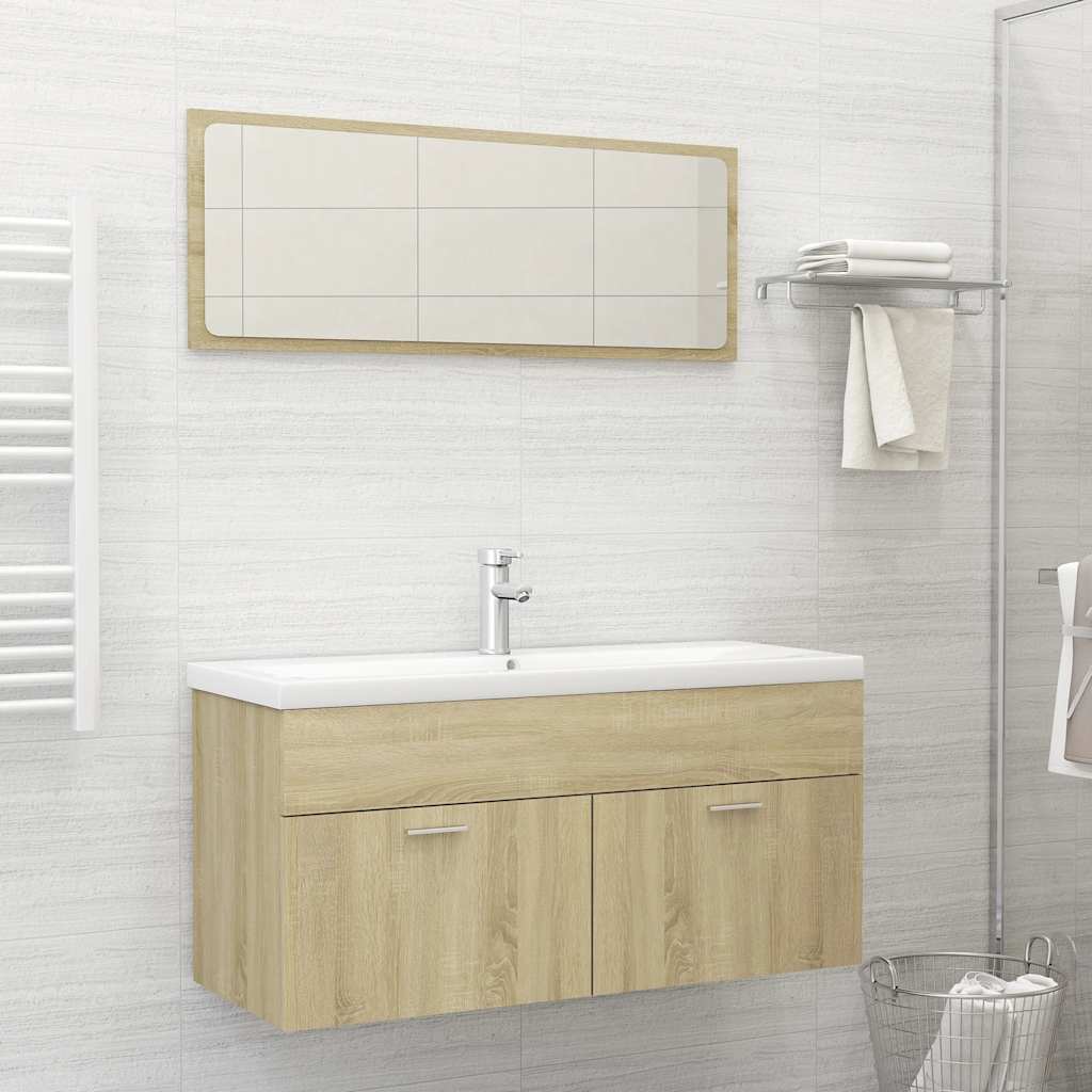 2-piece bathroom furniture set Sonoma oak wood material