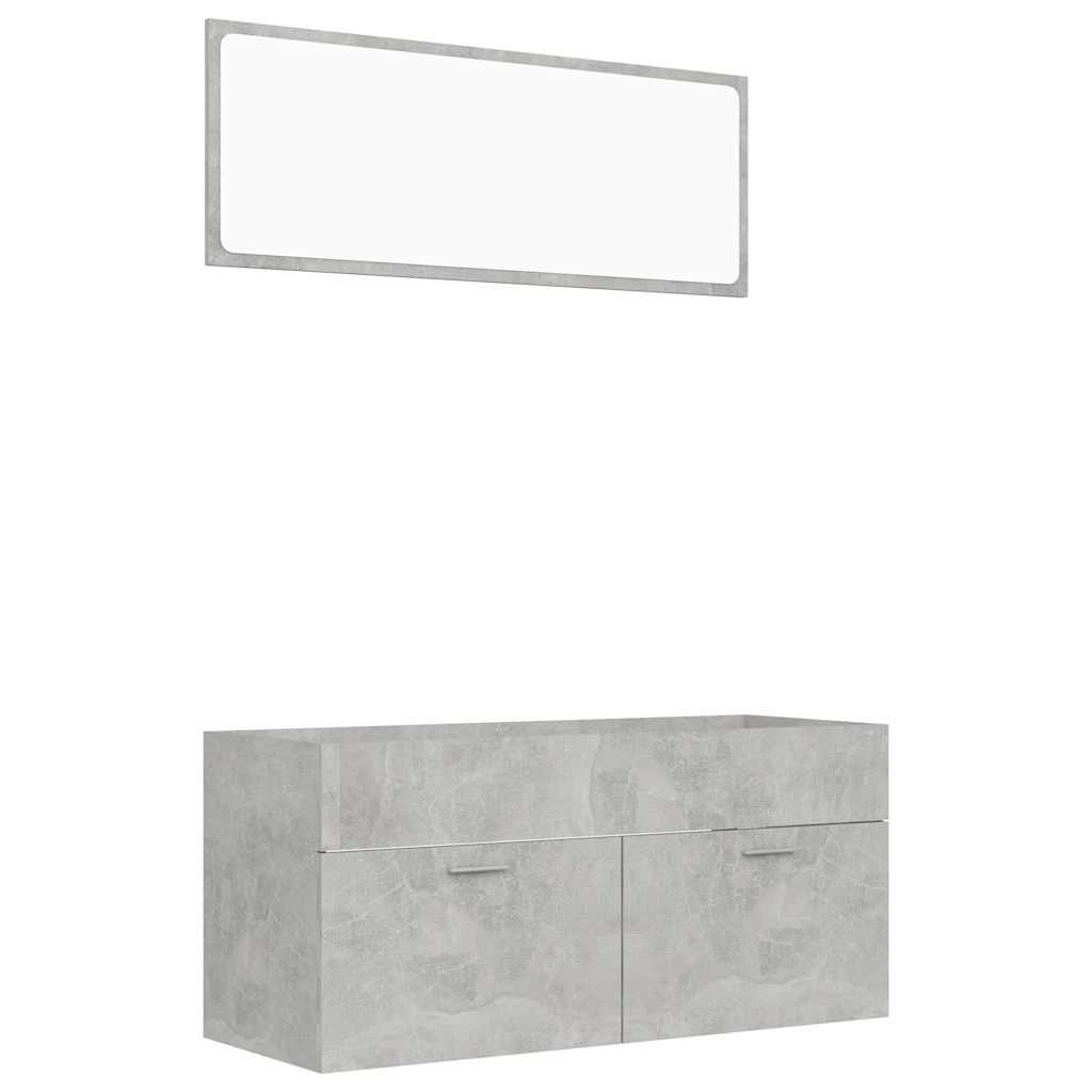 2-piece bathroom furniture set concrete gray wood material