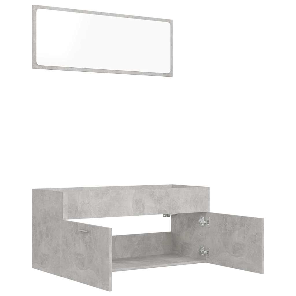 2-piece bathroom furniture set concrete gray wood material