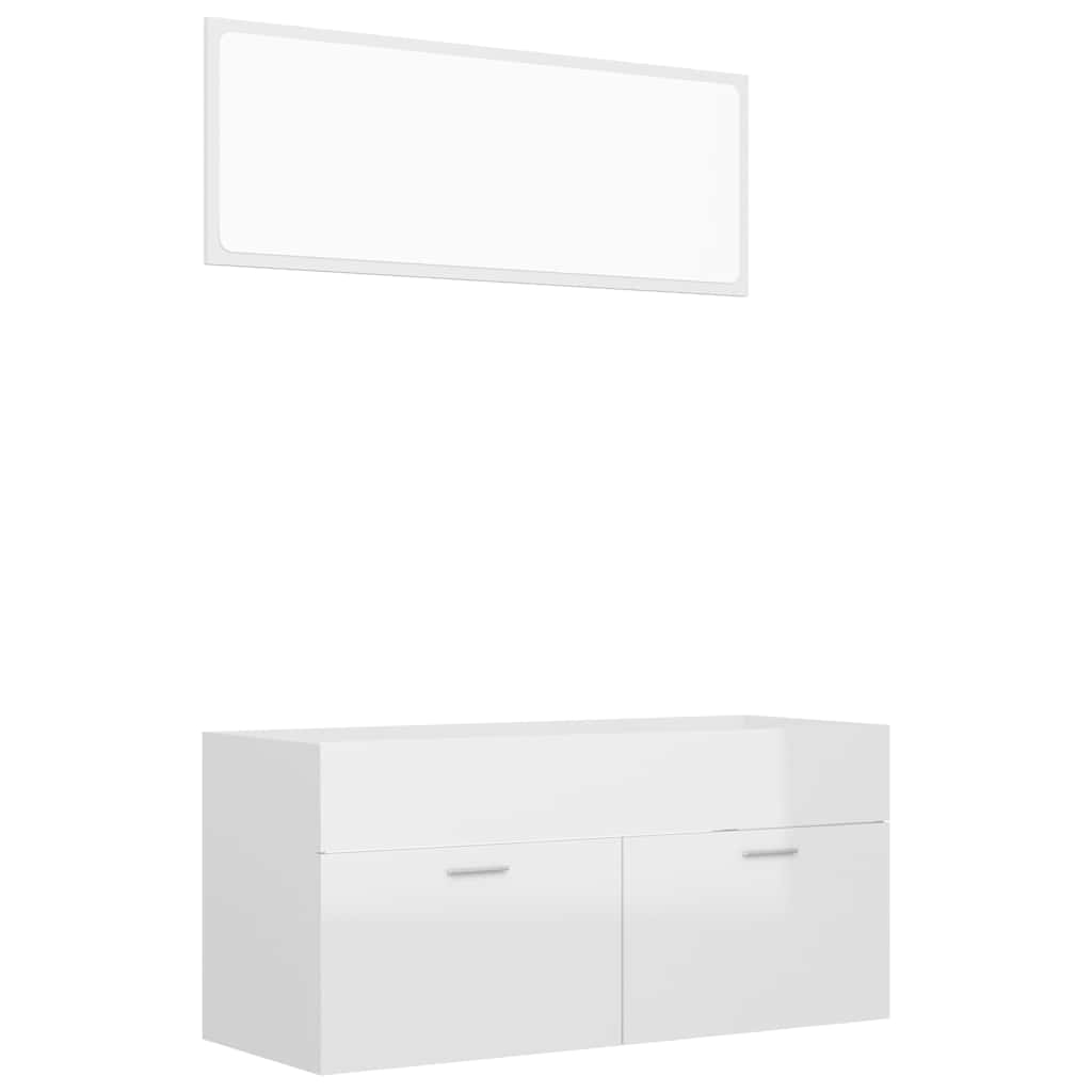 2-piece bathroom furniture set high-gloss white wood material