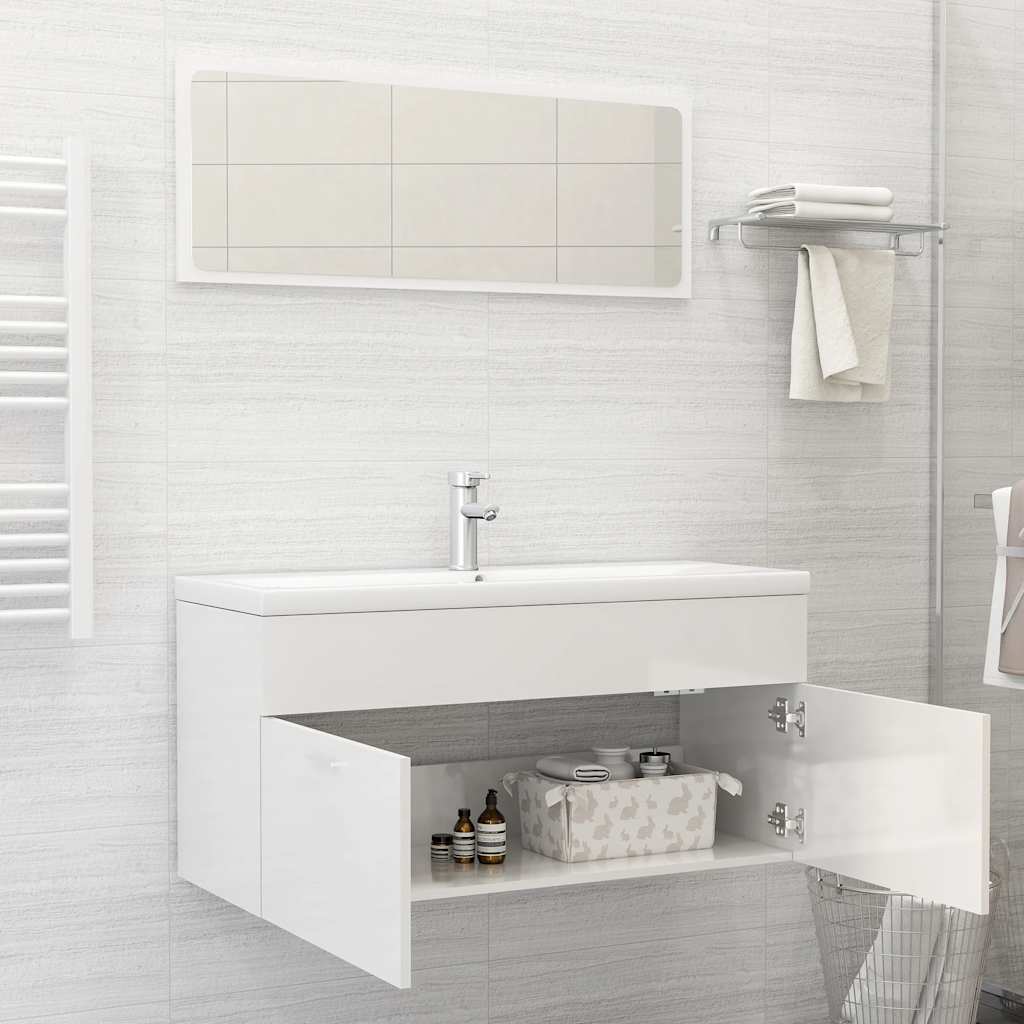 2-piece bathroom furniture set high-gloss white wood material