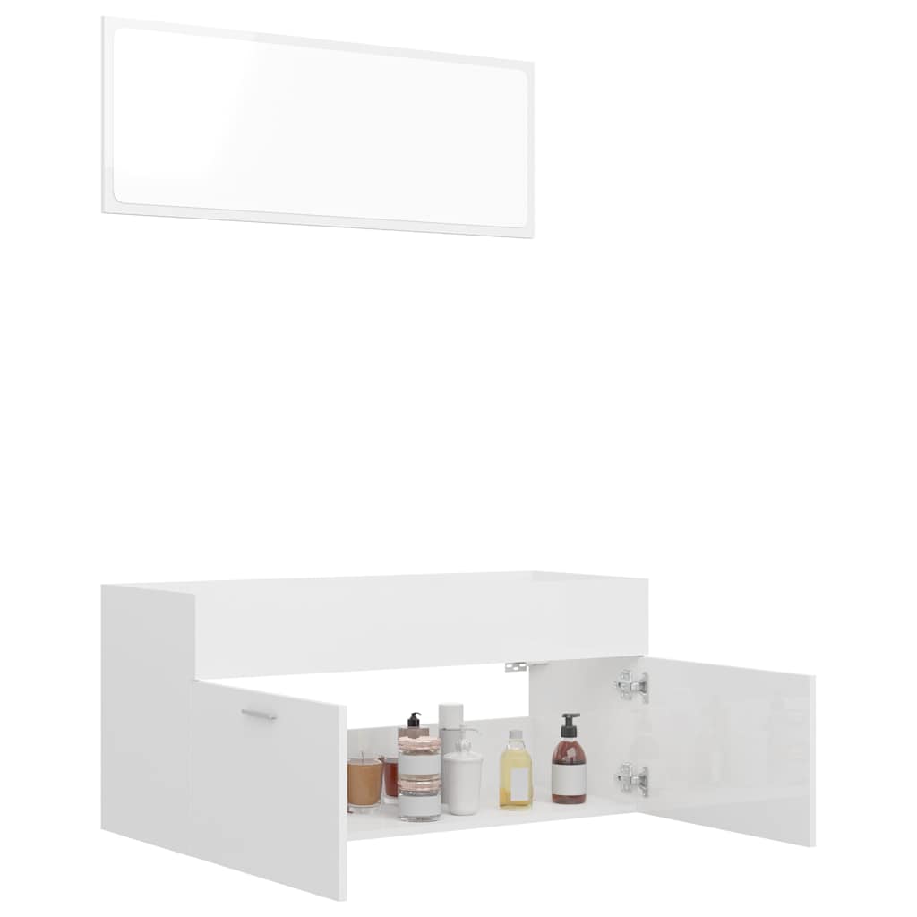 2-piece bathroom furniture set high-gloss white wood material