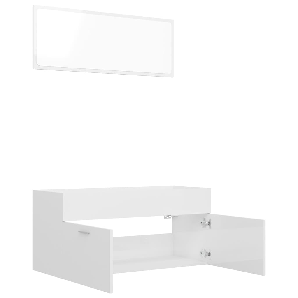 2-piece bathroom furniture set high-gloss white wood material