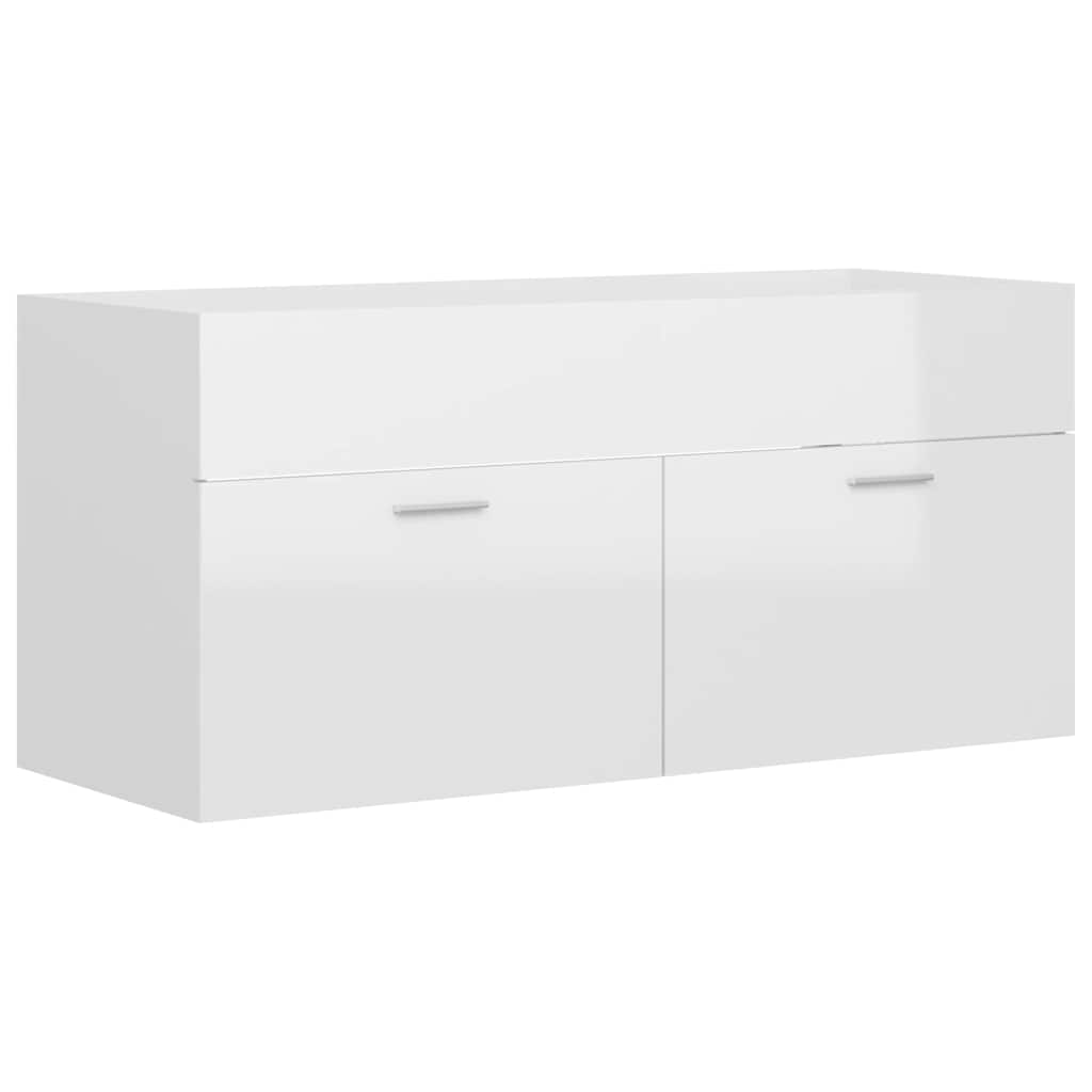 2-piece bathroom furniture set high-gloss white wood material