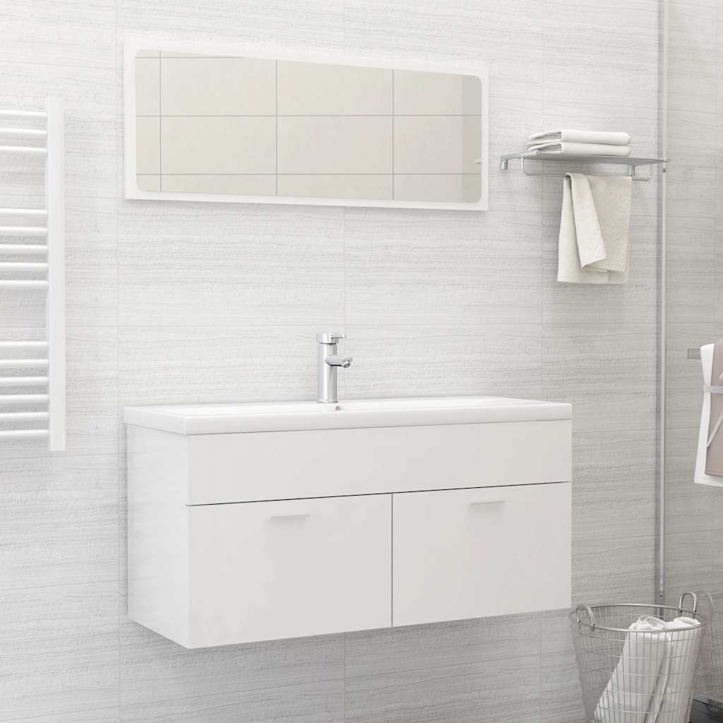 2-piece bathroom furniture set high-gloss white wood material