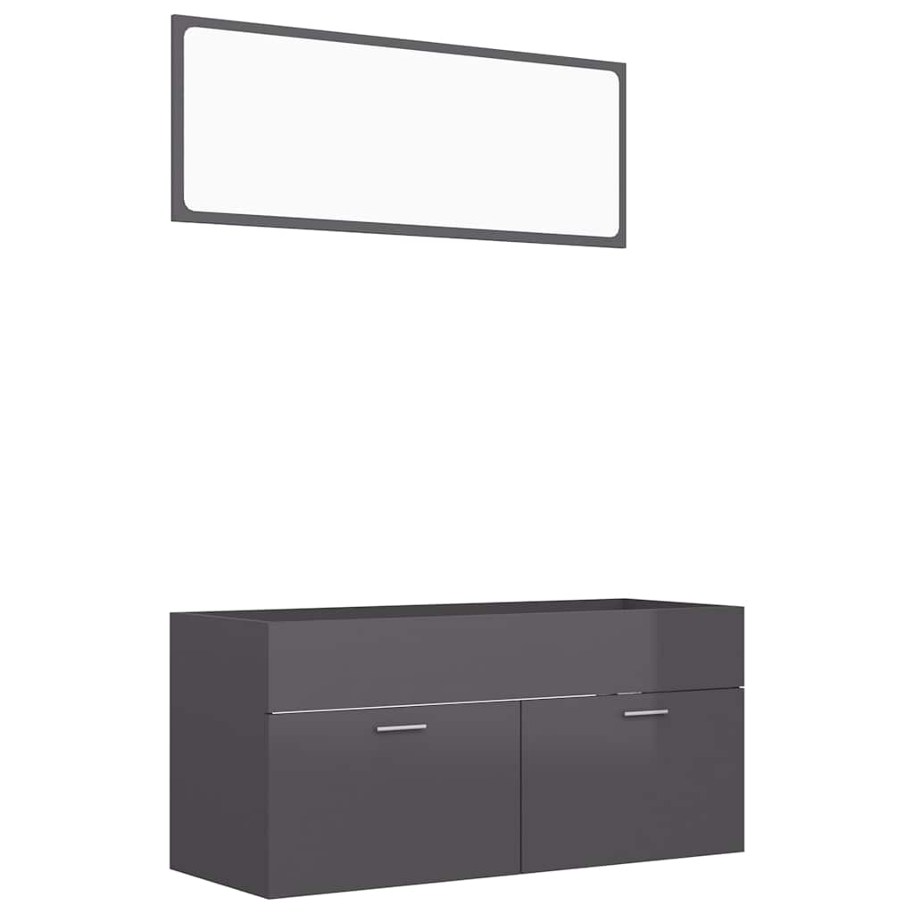 2-piece bathroom furniture set high-gloss gray wood material