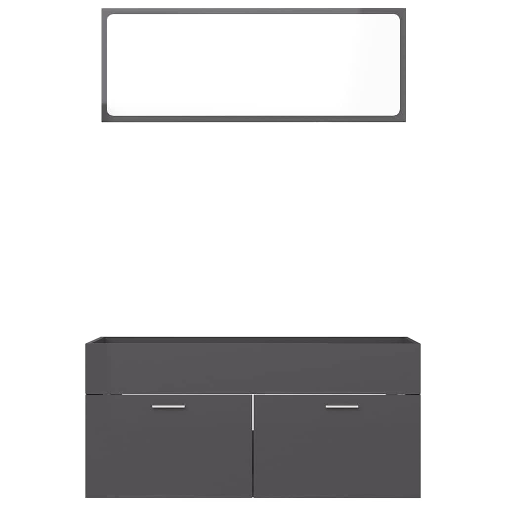 2-piece bathroom furniture set high-gloss gray wood material