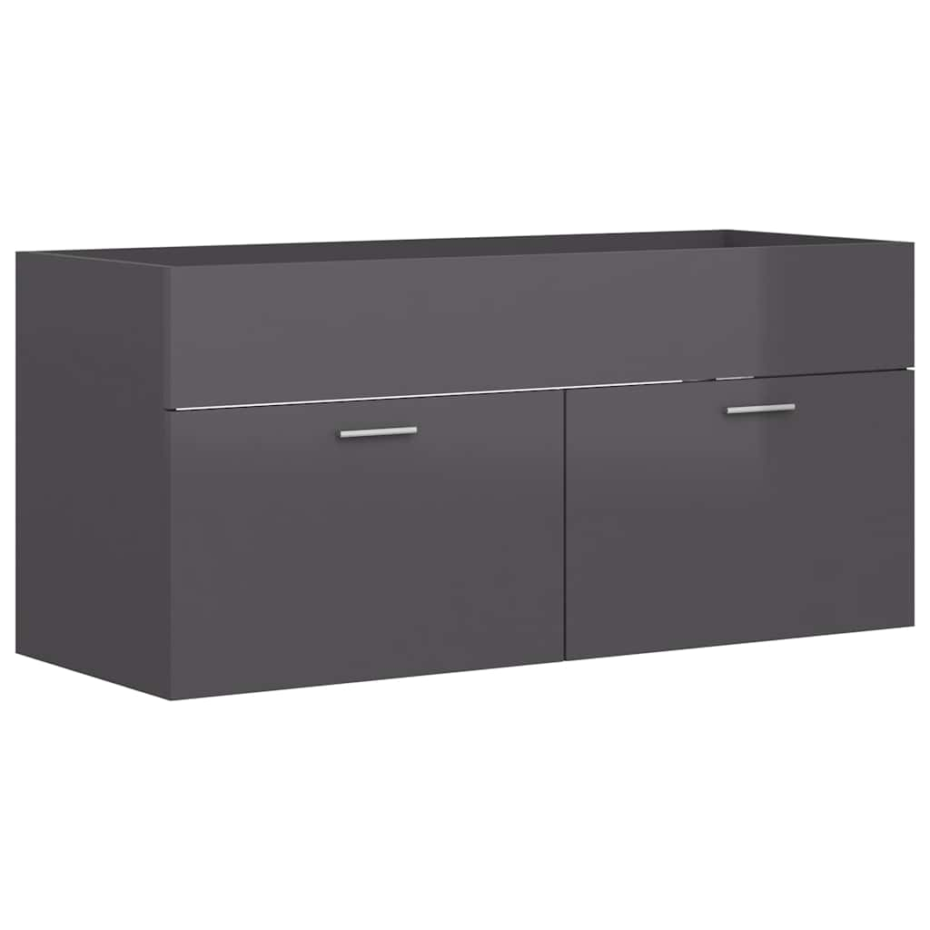 2-piece bathroom furniture set high-gloss gray wood material