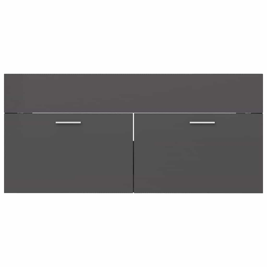 2-piece bathroom furniture set high-gloss gray wood material