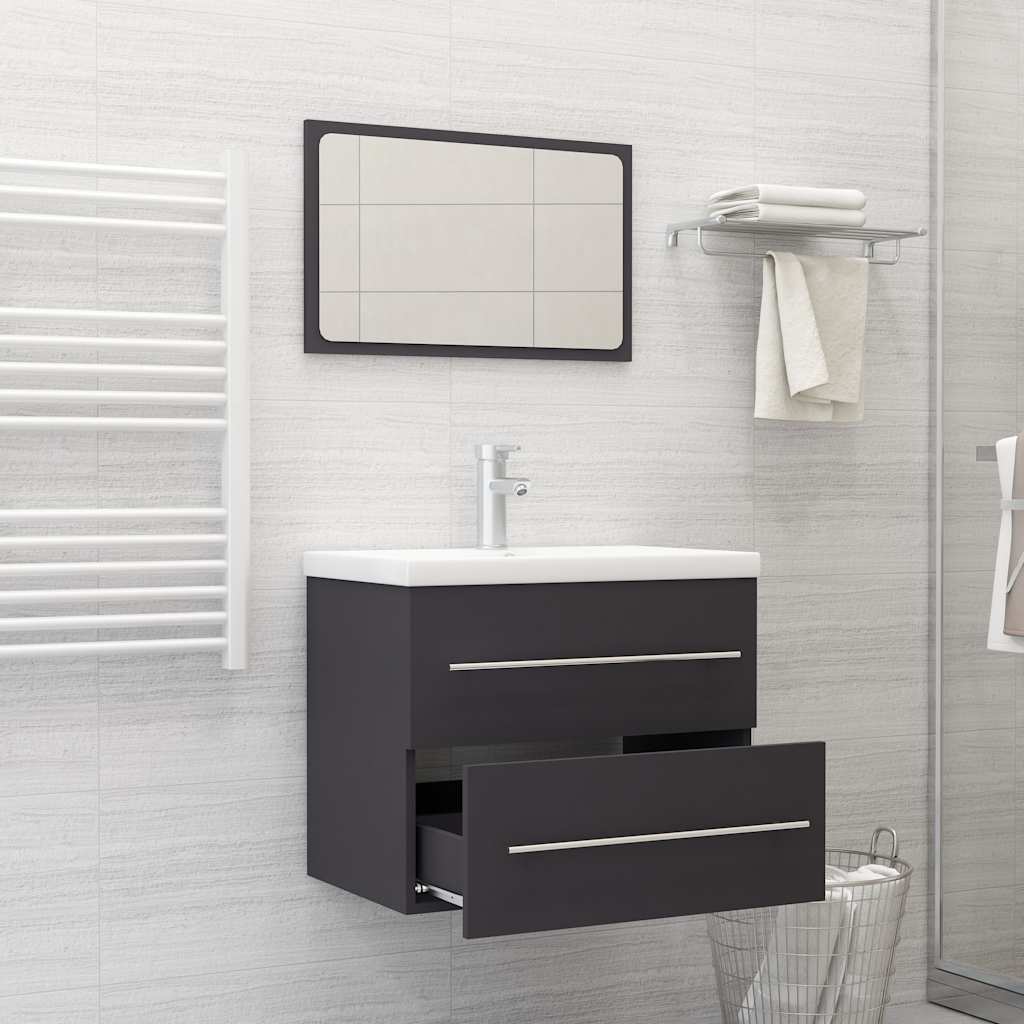 2-piece bathroom furniture set gray wood material