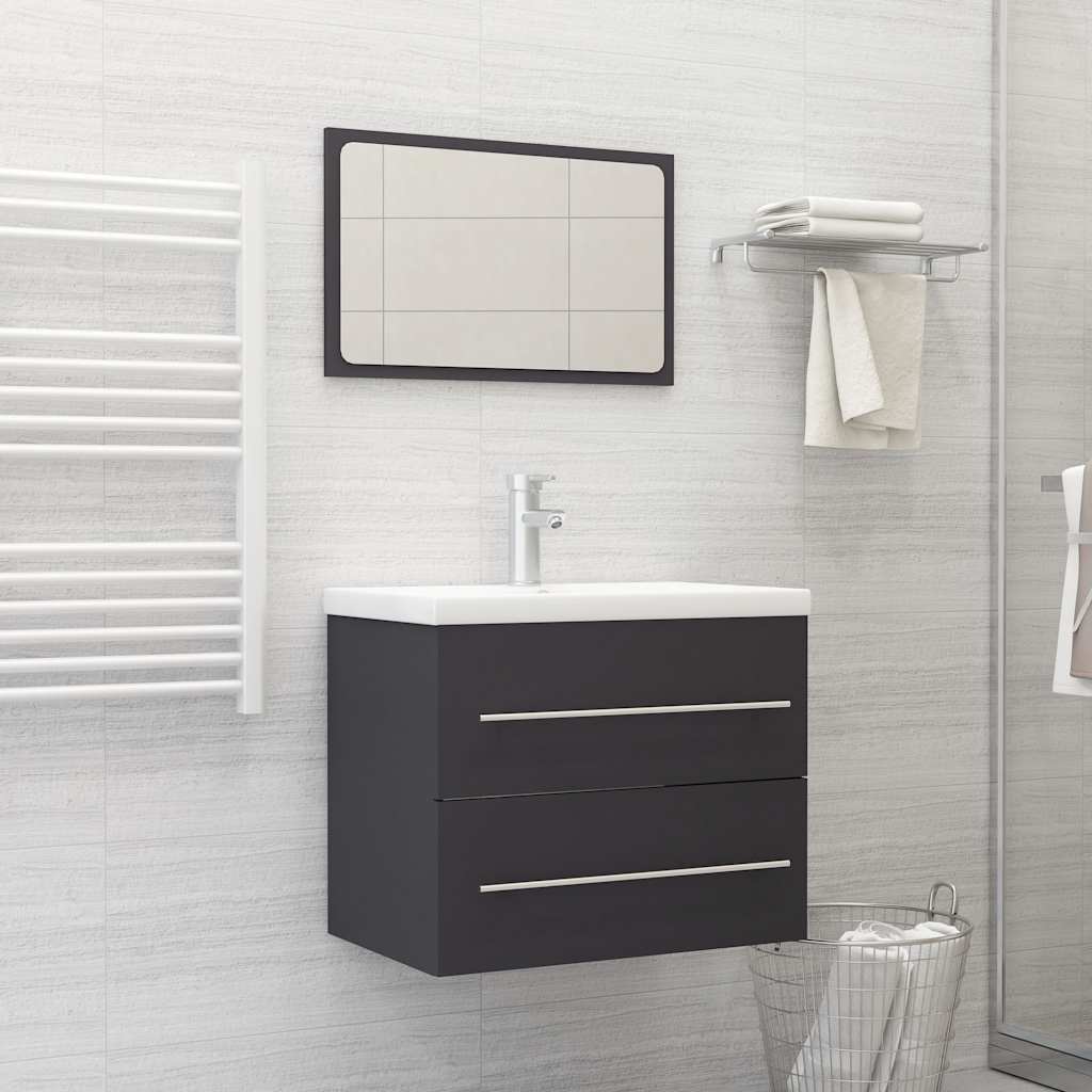 2-piece bathroom furniture set gray wood material