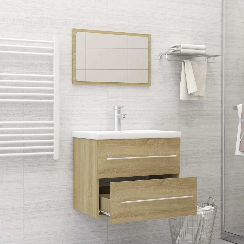 2-piece bathroom furniture set Sonoma oak wood material