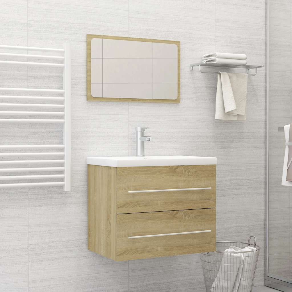 2-piece bathroom furniture set Sonoma oak wood material