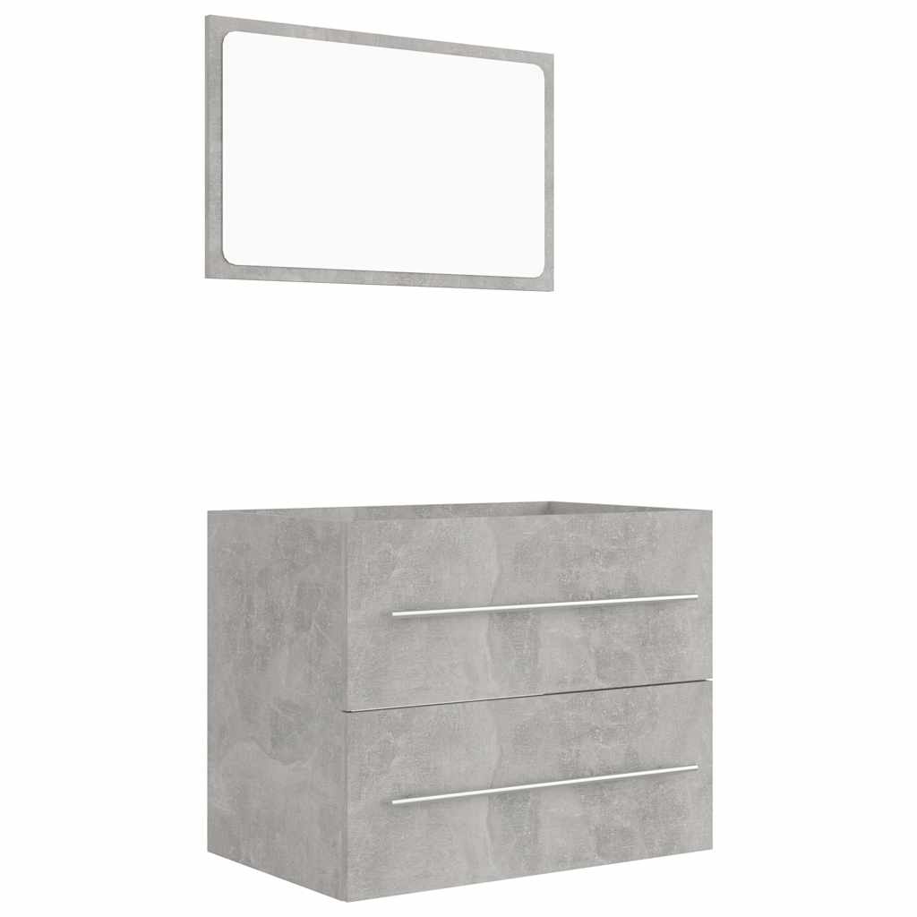 2-piece bathroom furniture set concrete gray wood material