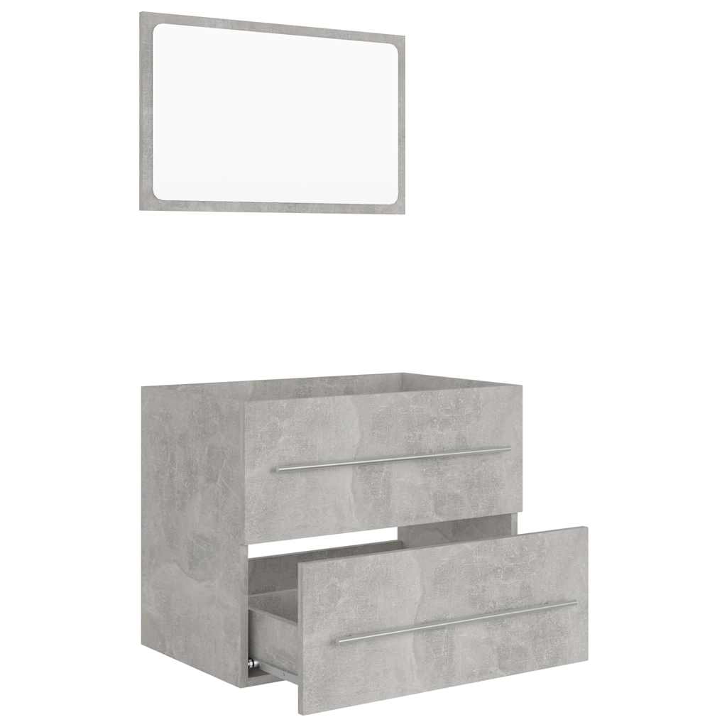 2-piece bathroom furniture set concrete gray wood material