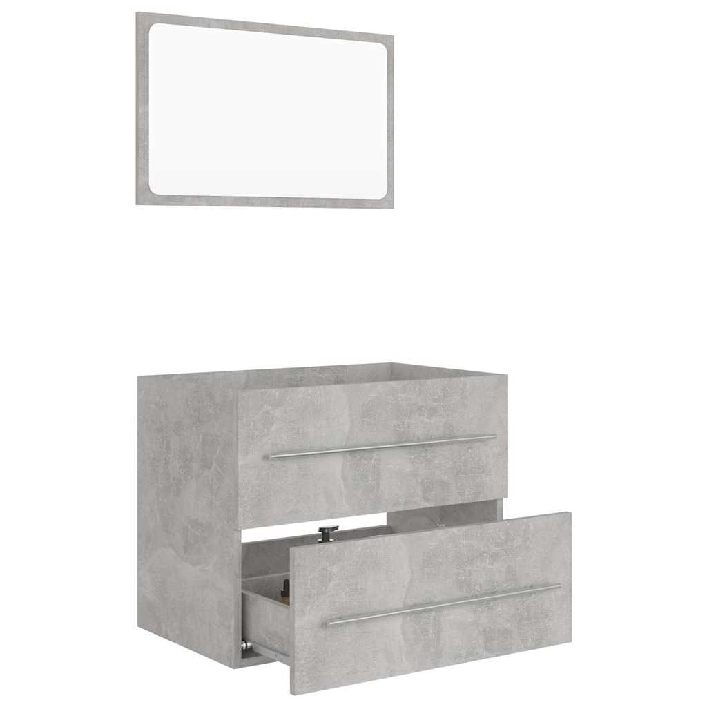 2-piece bathroom furniture set concrete gray wood material