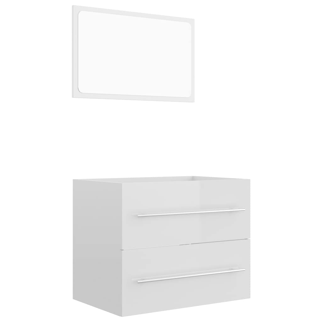 2-piece bathroom furniture set high-gloss white wood material