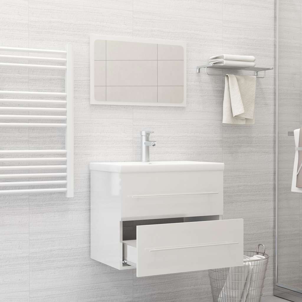 2-piece bathroom furniture set high-gloss white wood material